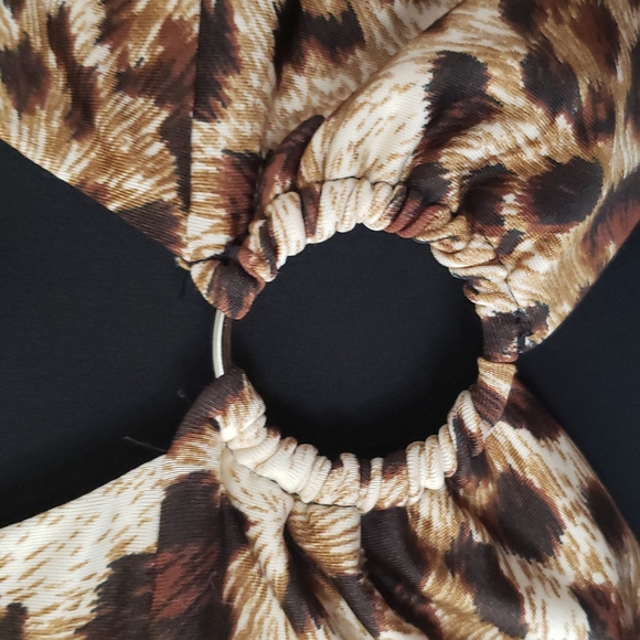 Leopard Animal Print Longline Halter Bikini Swim Top Women's Size Medium - Picture 4 of 8